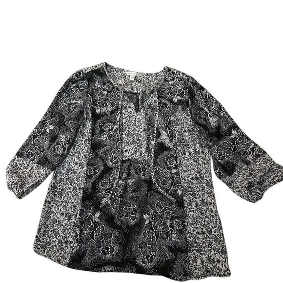 Counterparts Women's Multicolor Floral V-Neck Blouse 3/4 Sleeve Size M - Picture 1 of 7